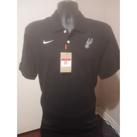 New Men’s Nike Dri-Fit San Antonio Spurs Polo Golf Shirt Large L NBA Black NWT - Picture 1 of 12